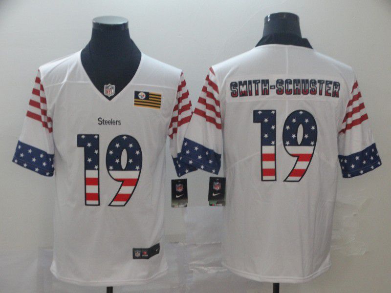 Men Pittsburgh Steelers #19 Smith-schuster White Retro USA Flag Nike NFL Jerseys